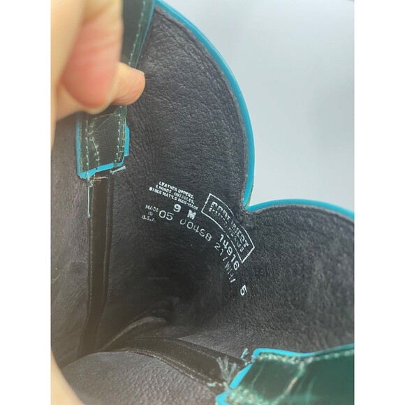 Code West Women’s Size: 9 M Teal Green Leather Cowboy Boots USA Vintage - Picture 10 of 16